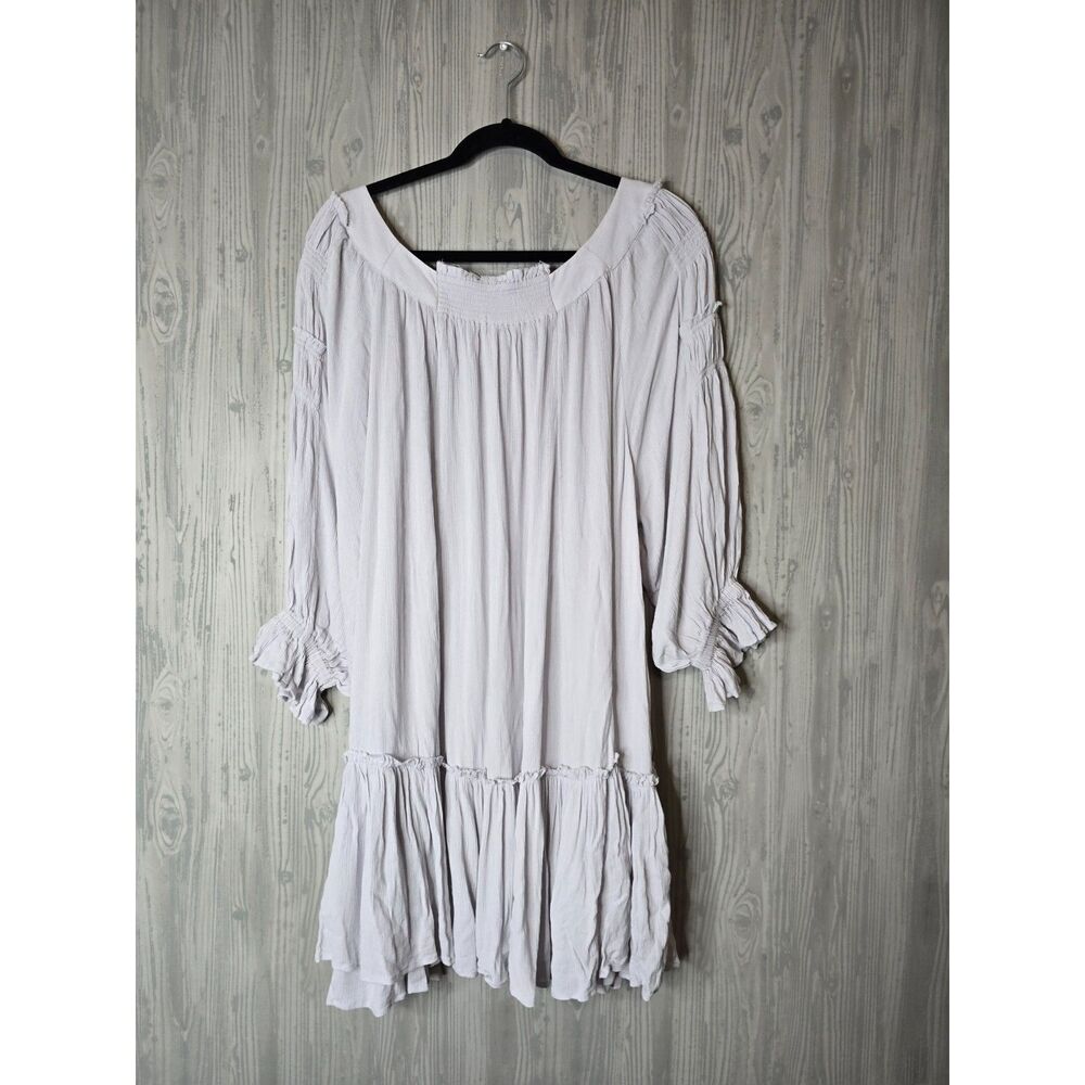 Free People Peasant Babydoll Dress Medium Light Gray - Picture 7 of 7